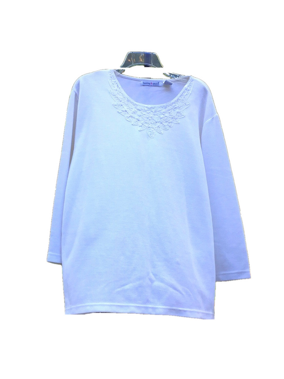 Hastings & Smith 3X White Knit Top Preworn GUC Pit to Pit 25 3/4" Preworn